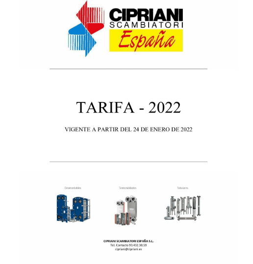 Nueva tarifa CIPRIANI 2022